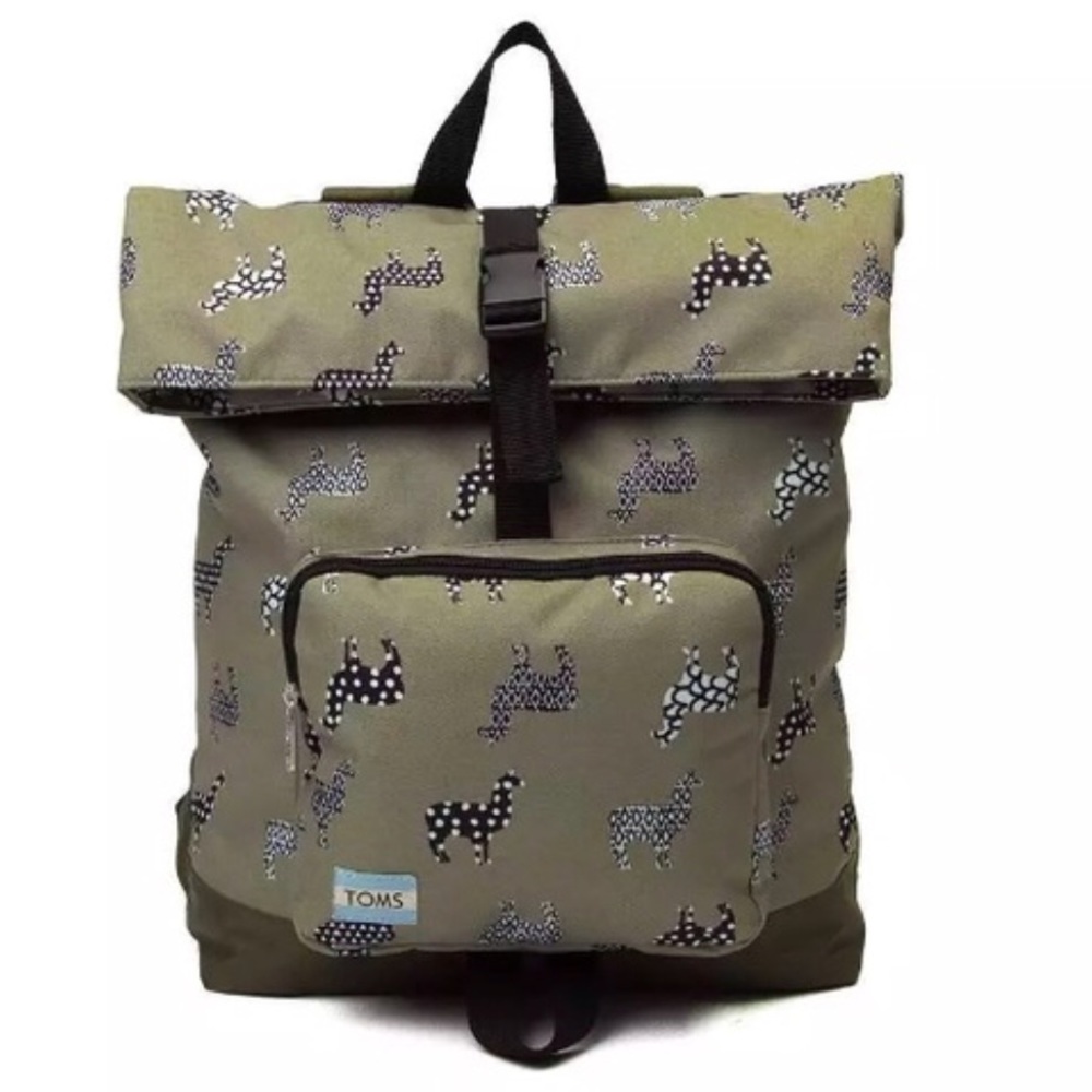 TOMS stand up grey llama dance printed backpack